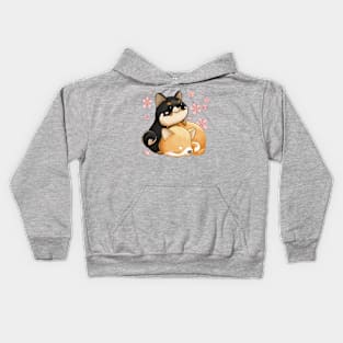 Shiba Inu and Cherry Blossoms Kids Hoodie